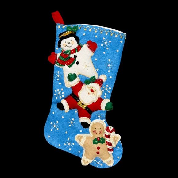 BUCILLA Christmas Stars 18" Handmade felt stocking Finished Sequin Kit 86300 - Picture 1 of 8